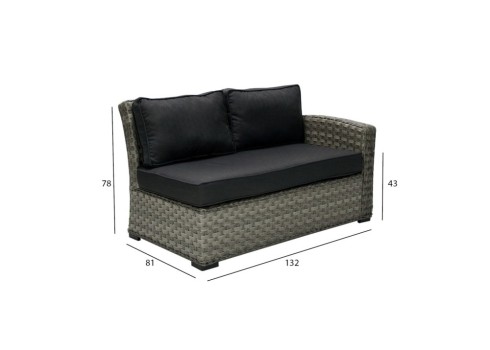 Mooduldiivan GENEVA 2-kohaline, parema käetoega, hall