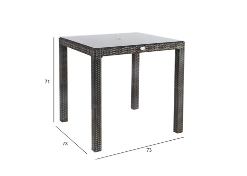 Laud WICKER 73x73xH71cm, tumepruun