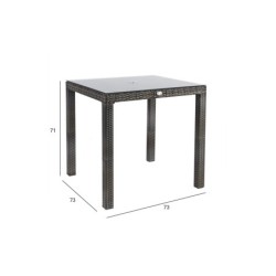 Laud WICKER 73x73xH71cm, tumepruun