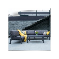 Aiamööblikomplekt TOMSON laud ja nurgadiivan, tumehall