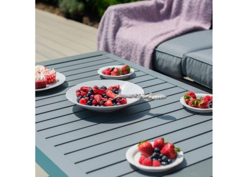 Aiamööblikomplekt TOMSON laud ja nurgadiivan, tumehall