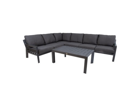 Aiamööblikomplekt TOMSON laud ja nurgadiivan, tumehall