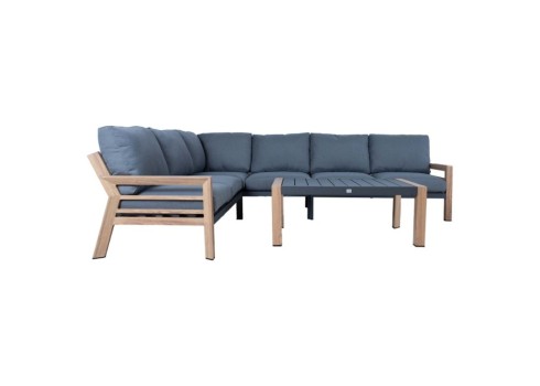 Aiamööblikomplekt TOMSON laud ja nurgadiivan, tiik/hall