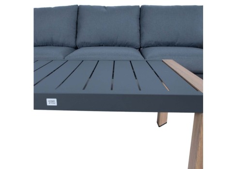 Aiamööblikomplekt TOMSON laud ja nurgadiivan, tiik/hall