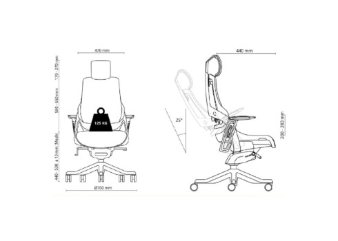 Töötool WAU laia seljatoega, hall