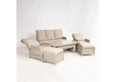 Aiamööblikomplekt BASEL laud, diivan, 2 tooli ja 2 tumbat