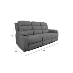 Diivan MIMI 3-kohaline elektriline recliner 208x93xH102cm, hall