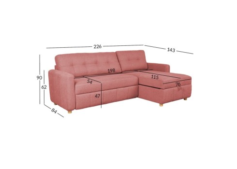 Nurgadiivanvoodi WAIOLA roosa