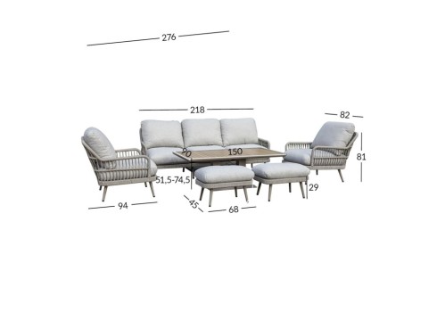 Aiamööblikomplekt MARENDA 6-osaline, hall/beež