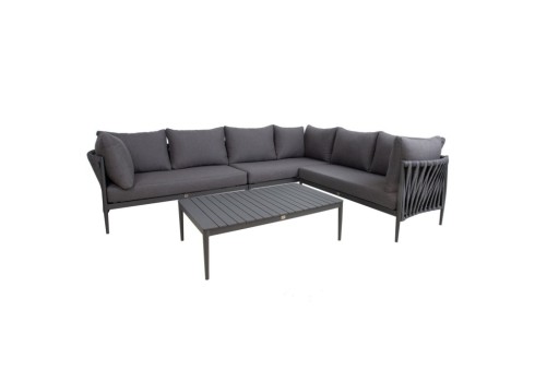 Aiamööblikomplekt BREMEN laud, nurgadiivan, hall