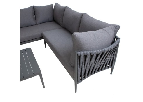 Aiamööblikomplekt BREMEN laud, nurgadiivan, hall