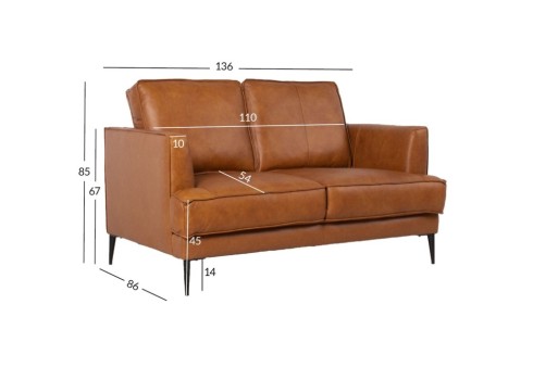 Diivan LEO 2-kohaline, helepruun naturaalne nahk