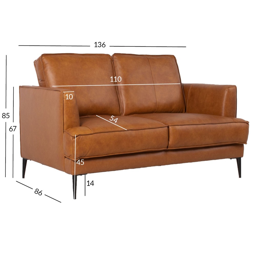 Diivan LEO 2-kohaline, helepruun naturaalne nahk