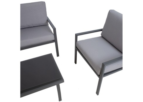 Aiamööblikomplekt TIFTON laud, diivan, 2 tooli