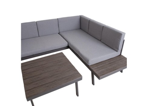 Aiamööblikomplekt DELGADO nurgadiivan ja laud