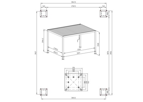 Varikatus MIRADOR-111 3x4m, hele puidudekoor