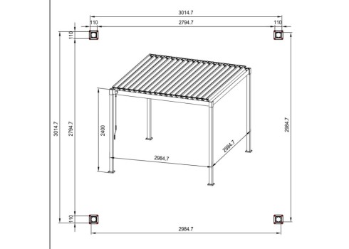 Varikatus MIRADOR-80 3x3m, tumehall