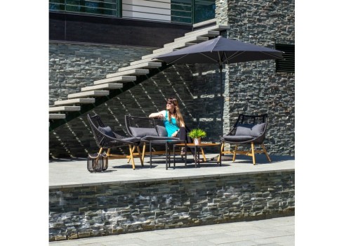 Aiamööblikomplekt HELSINKI diivan, 2 tooli ja 2 lauda, must