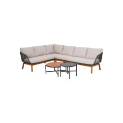 Aiamööblikomplekt TUXEDO nurgadiivan ja 2 lauda