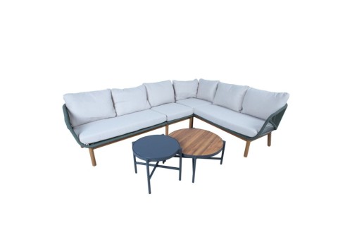 Aiamööblikomplekt TUXEDO nurgadiivan ja 2 lauda