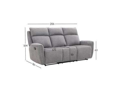 Diivan MAREN 3-kohaline manuaalne recliner, hall