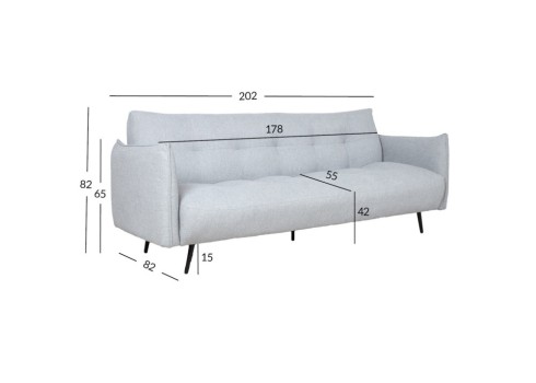 Diivanvoodi LANDER 3-kohaline, helehall