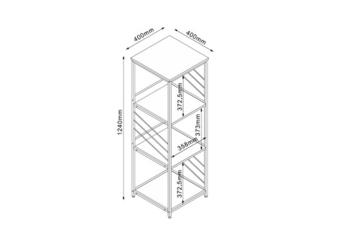 Riiul DIMITRA 40x40xH124cm, rustik-must