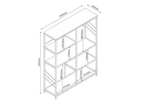 Riiul DIMITRA 100x30xH124cm, rustik-must