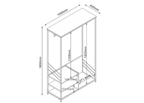 Esikuriiul DIMITRA 100x40xH160cm, rustik-must