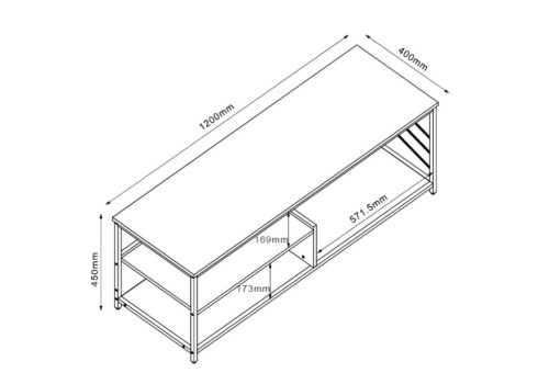TV laud DIMITRA 120x40xH45cm, rustik-must