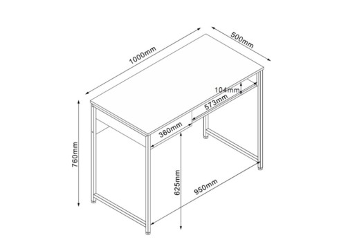 Kirjutuslaud DIMITRA 100x50xH76cm, rustik-must