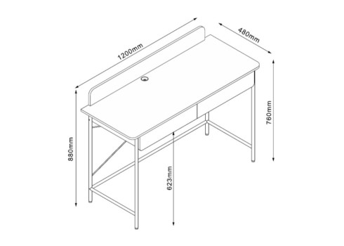 Kirjutuslaud FERDIE 120x48xH88cm, saar-valge