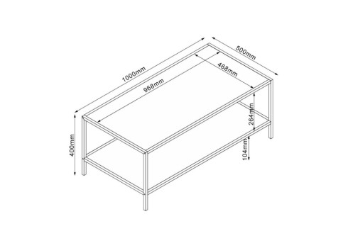 Diivanilaud HEDVIG 100x50xH40cm, saar-must