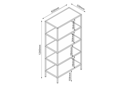 Riiul HEDVIG 63x33xH124cm, saar-must