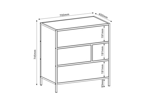 Kummut HEDVIG 70x40xH74,5cm, saar-must