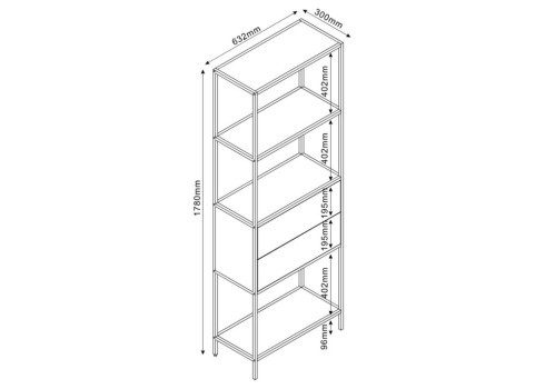 Riiul HEDVIG sahtliga 64x30xH178cm, saar/must