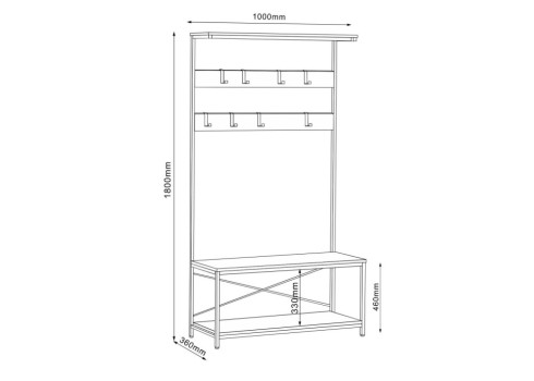 Esikuriiul HEDVIG 100x36xH180cm, saar-must