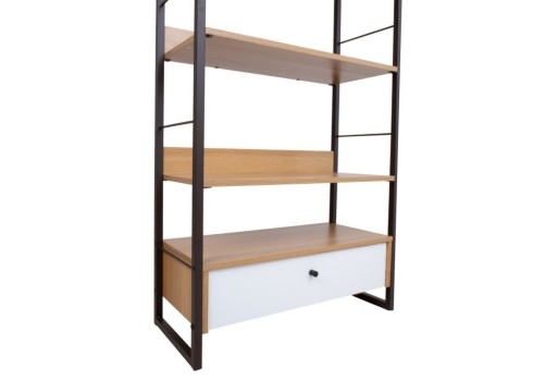 Riiul STUDY 70x30xH124,5cm, tamm-valge