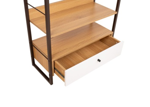 Riiul STUDY 70x30xH124,5cm, tamm-valge