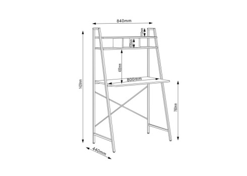 Kirjutuslaud STUDY riiuliga 84x44xH142cm