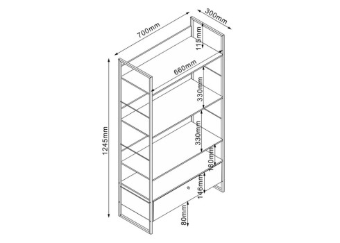 Riiul LAVINA 60x30xH165cm, saar-must