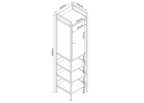 Veiniriiul HANNES 44x40xH180cm, rustik melamiin