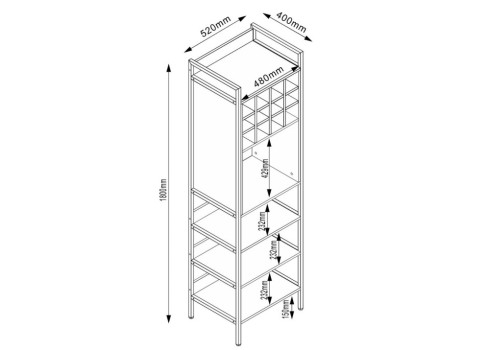 Veiniriiul HANNES 52x40xH180cm, rustik melamiin
