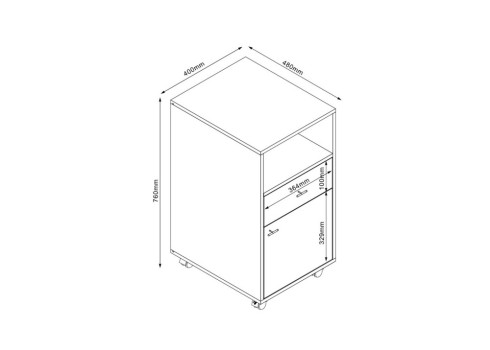 Kummut LESTER 40x48xH76cm, melamiin hele puit