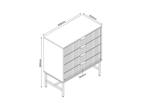 Kummut HELVE 80x40xH89,5cm, melamiin must / hele puit