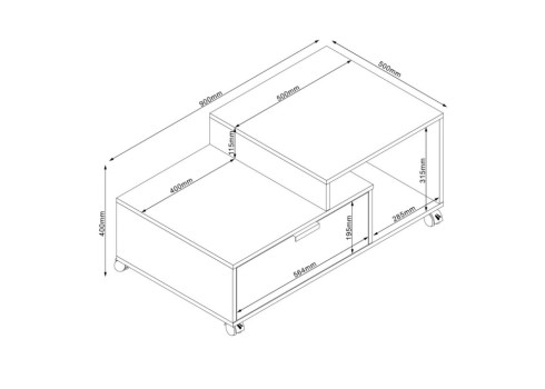 Diivanilaud HANNES 90x50xH40cm, hele rustik puit / must