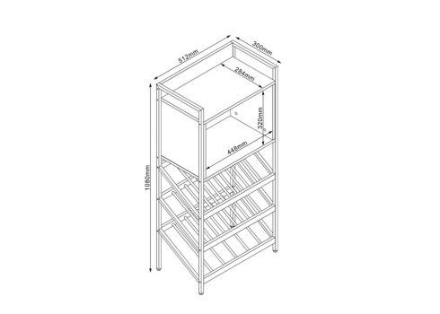Veiniriiul HANNES 51x30xH108cm, rustik melamiin