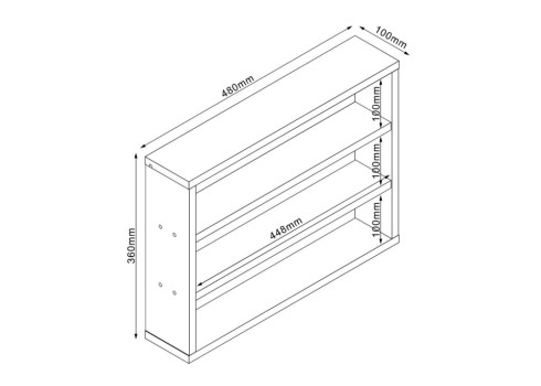 Riiul LESTER 48x10xH36cm, hele melamiin
