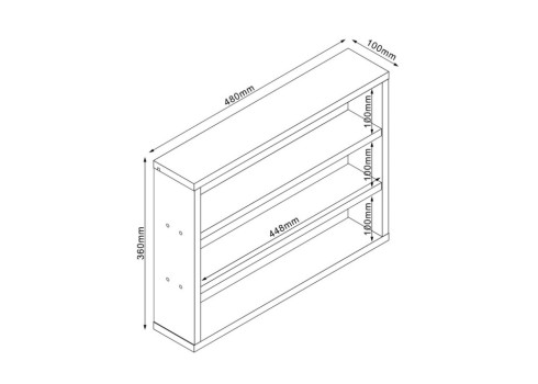 Riiul LESTER 48x10xH36cm, valge melamiin
