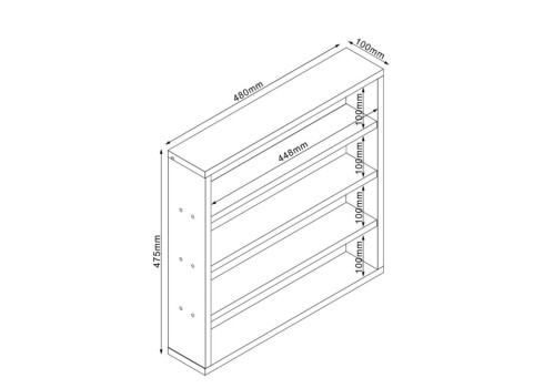 Riiul LESTER 48x10xH47,5cm, hele melamiin